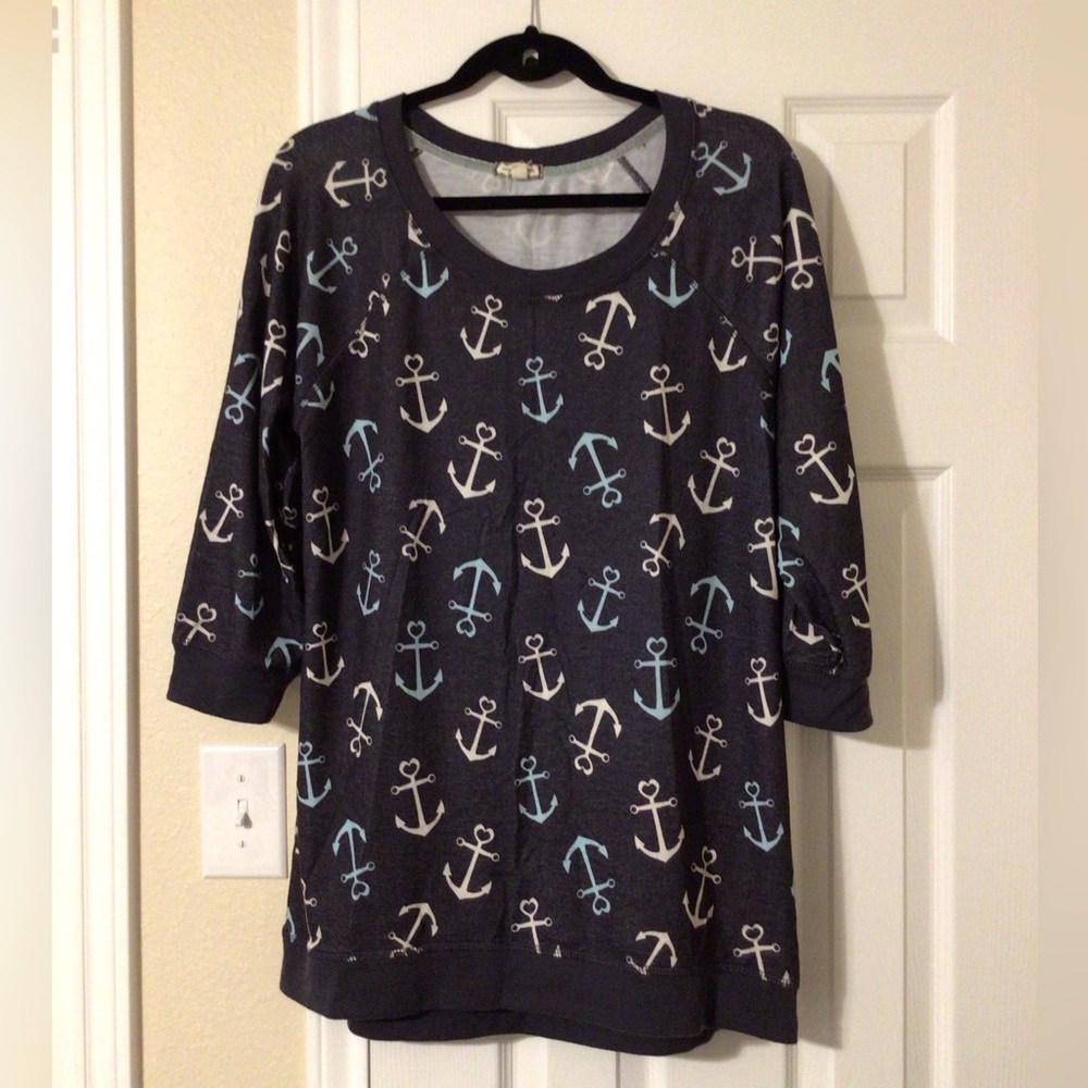 Nautical Eyeshadow Blue and White Anchor Navy Top